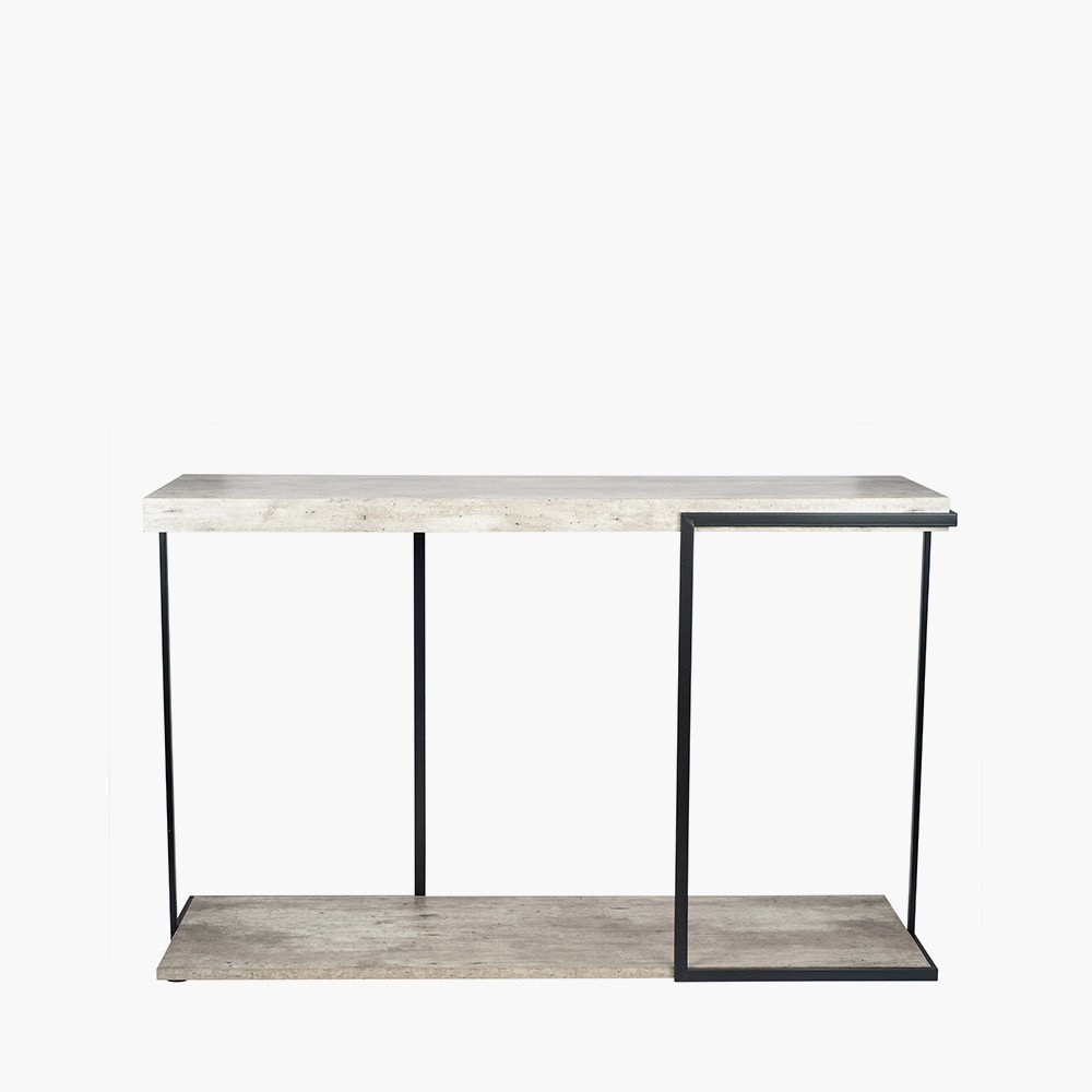 Jaxson Concrete Effect Wood & Black Iron Console Table