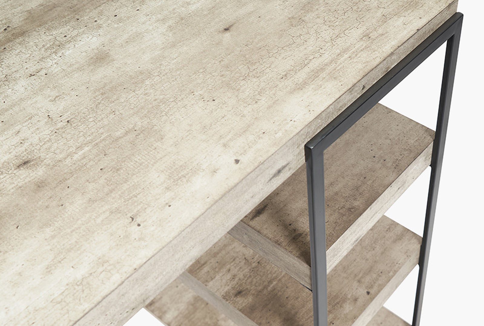 Jaxson Concrete Effect Wood and Black Iron Desk Close Up