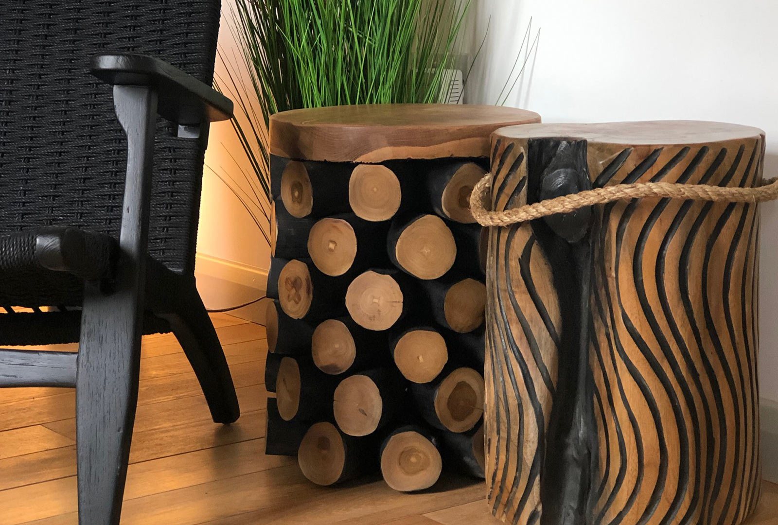 Sylvan Natural Teak Branch Pineapple Stool Loom Loft