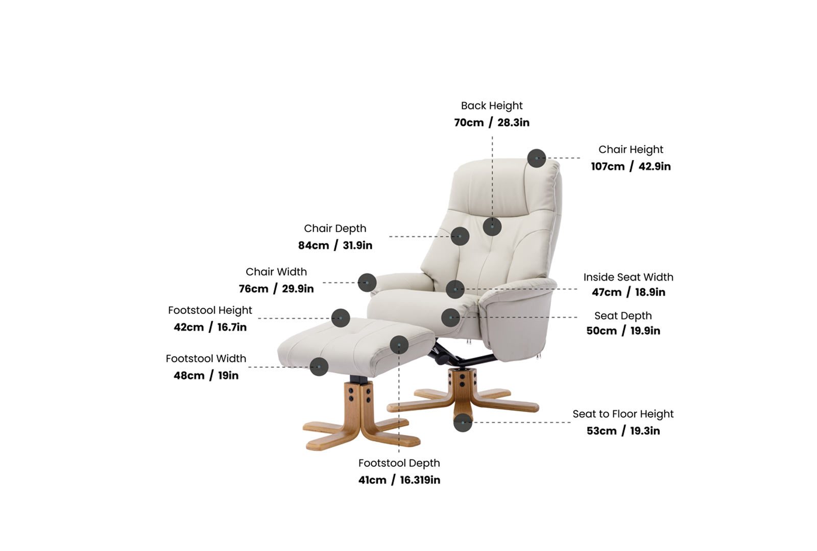 GFA - Global Furniture Alliance Dublin - Swivel Recliner & Footstool
