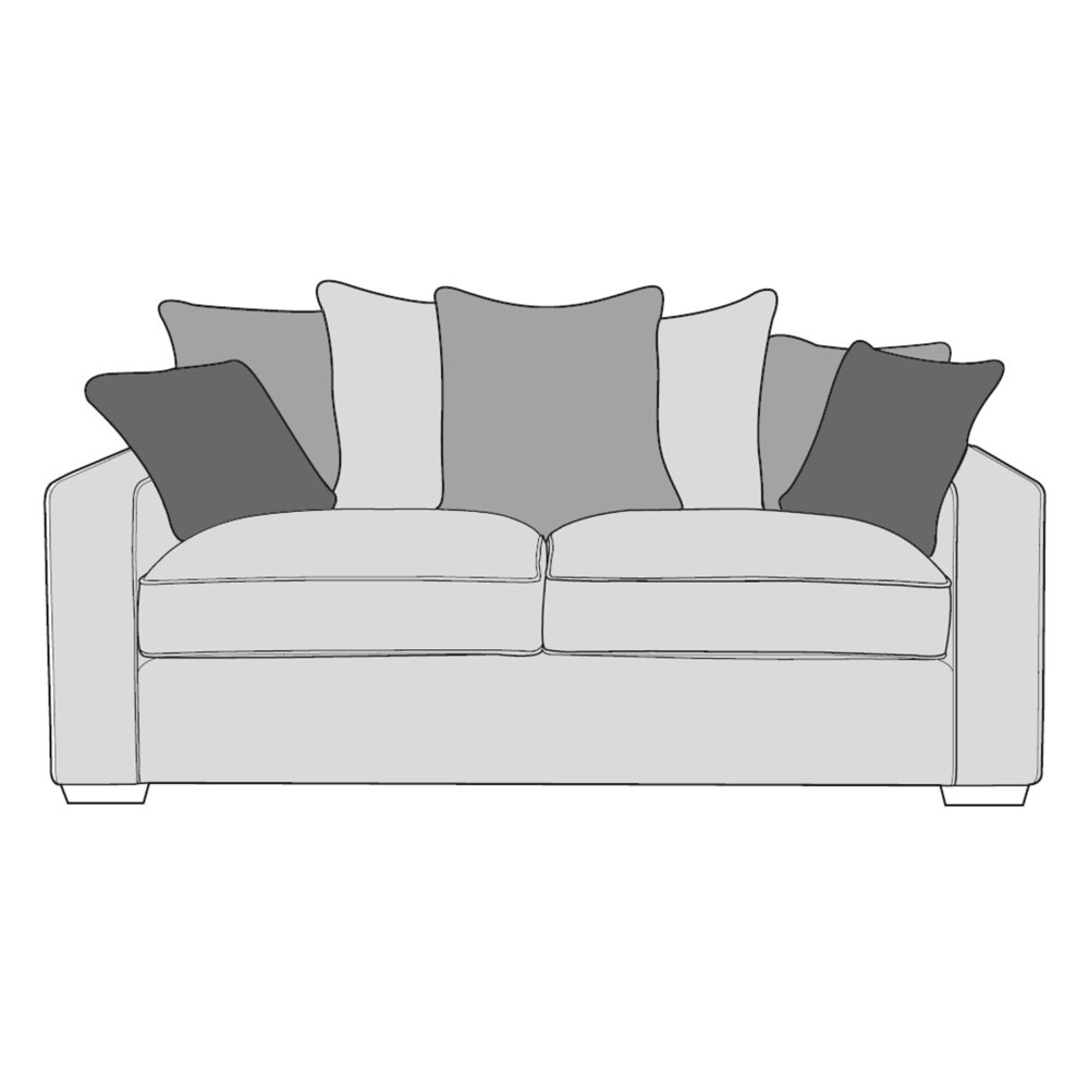 Cleveland 3 Seater Sofa Pillow Back - Line Art