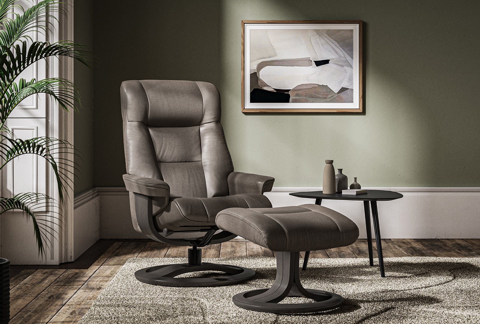 Couch & Co Malibu - Swivel Recliner with Footstool