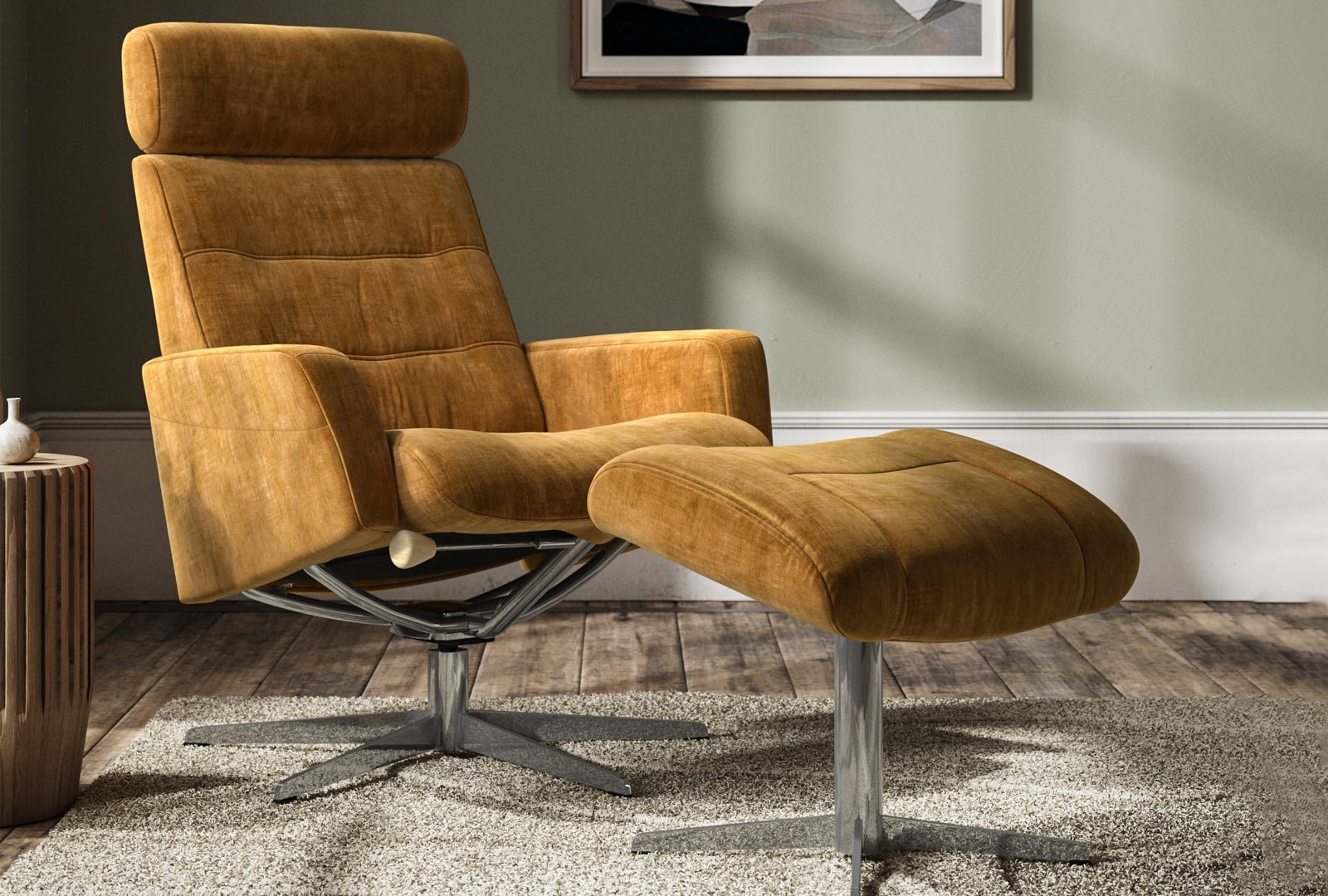 Couch & Co Reeves - Swivel Recliner with Footstool