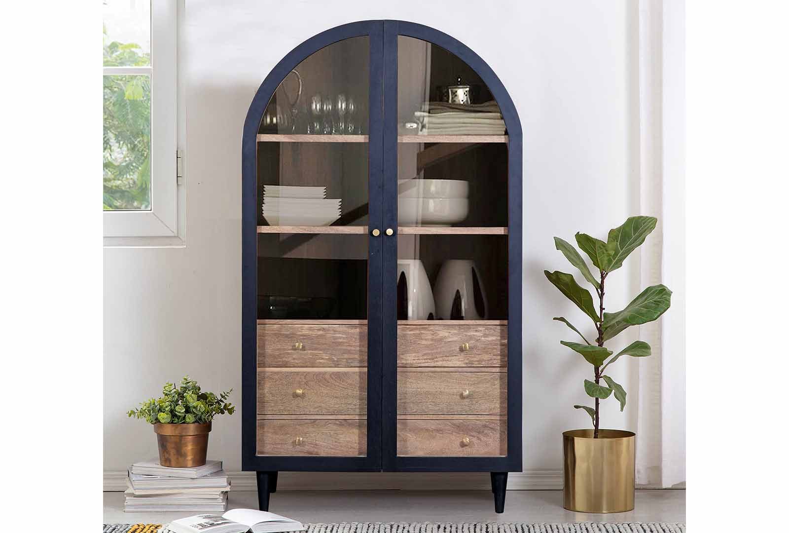 Indus Valley Inspiration - 2 Door Glass Cabinet