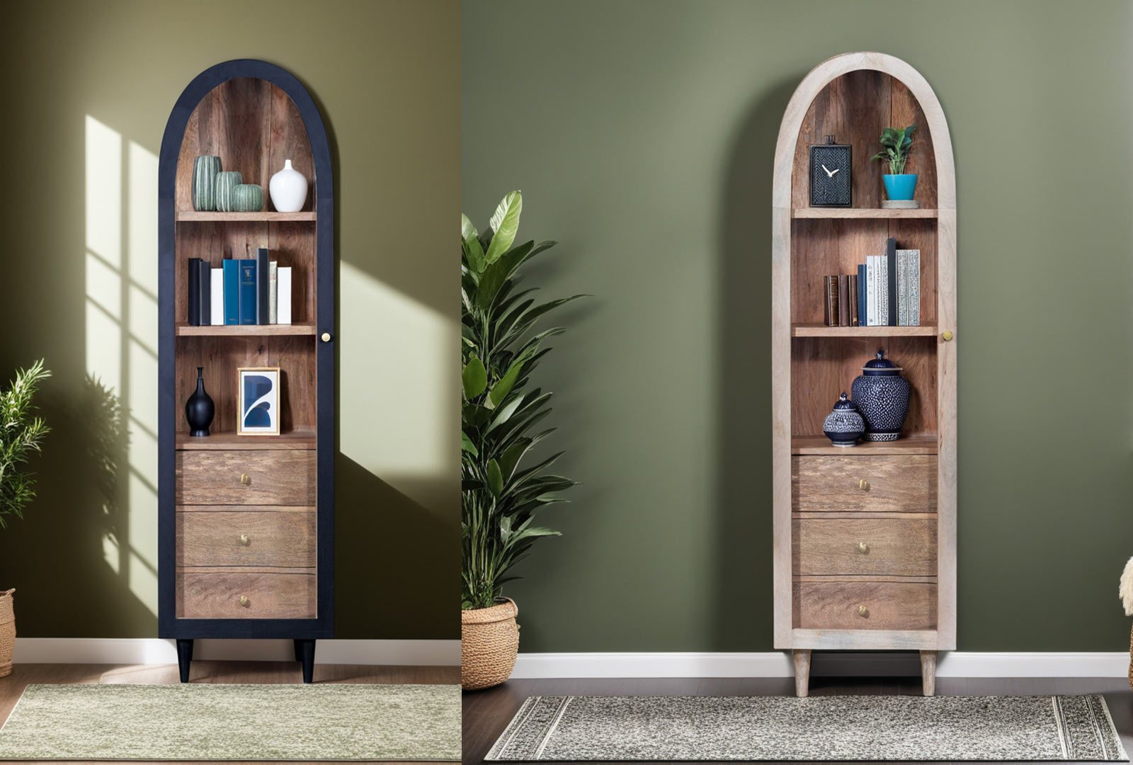 Indus Valley Inspiration Single Door Glass Cabinet