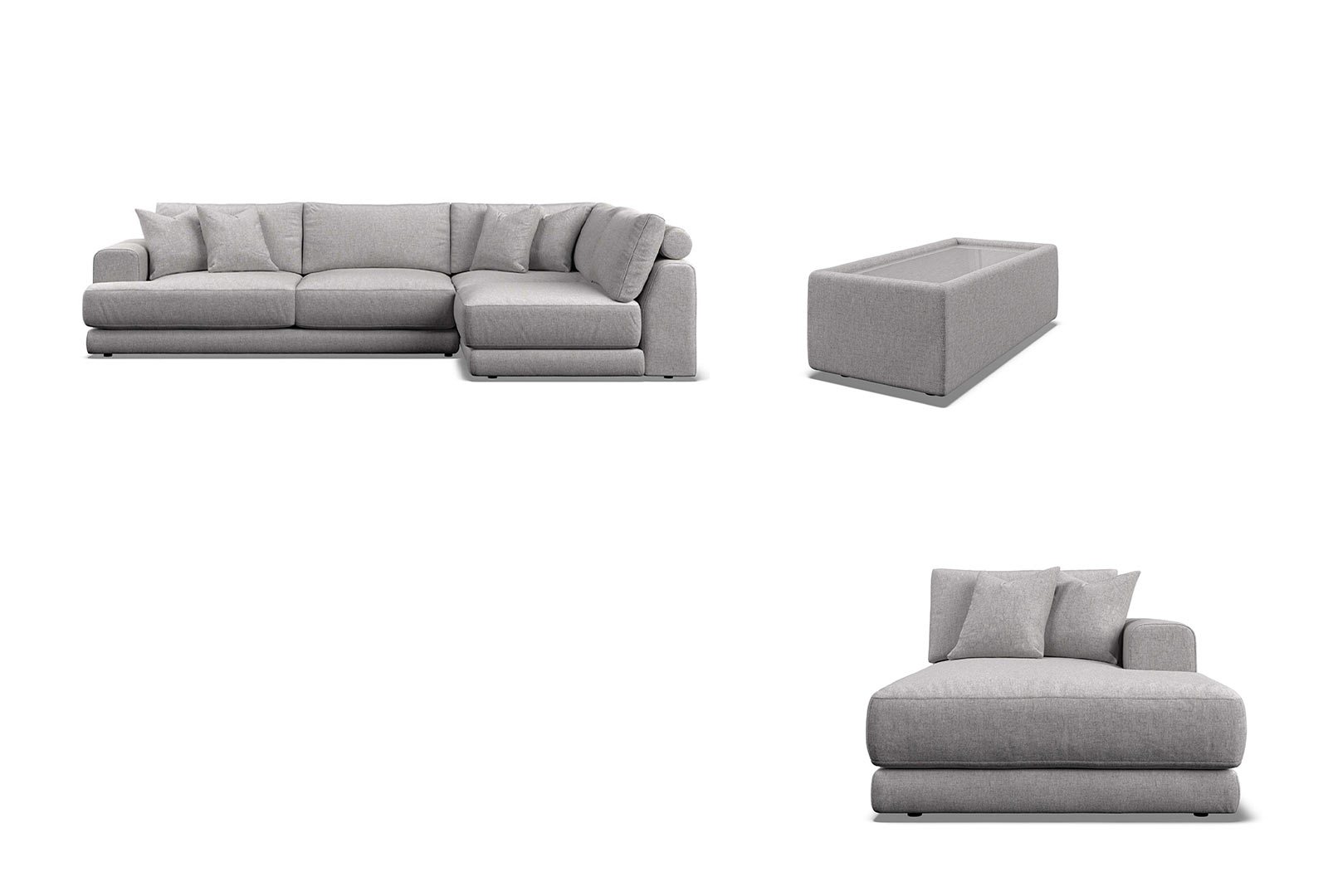 Whitemeadow Newland - Large Chaise Group with Glass Top Side Table