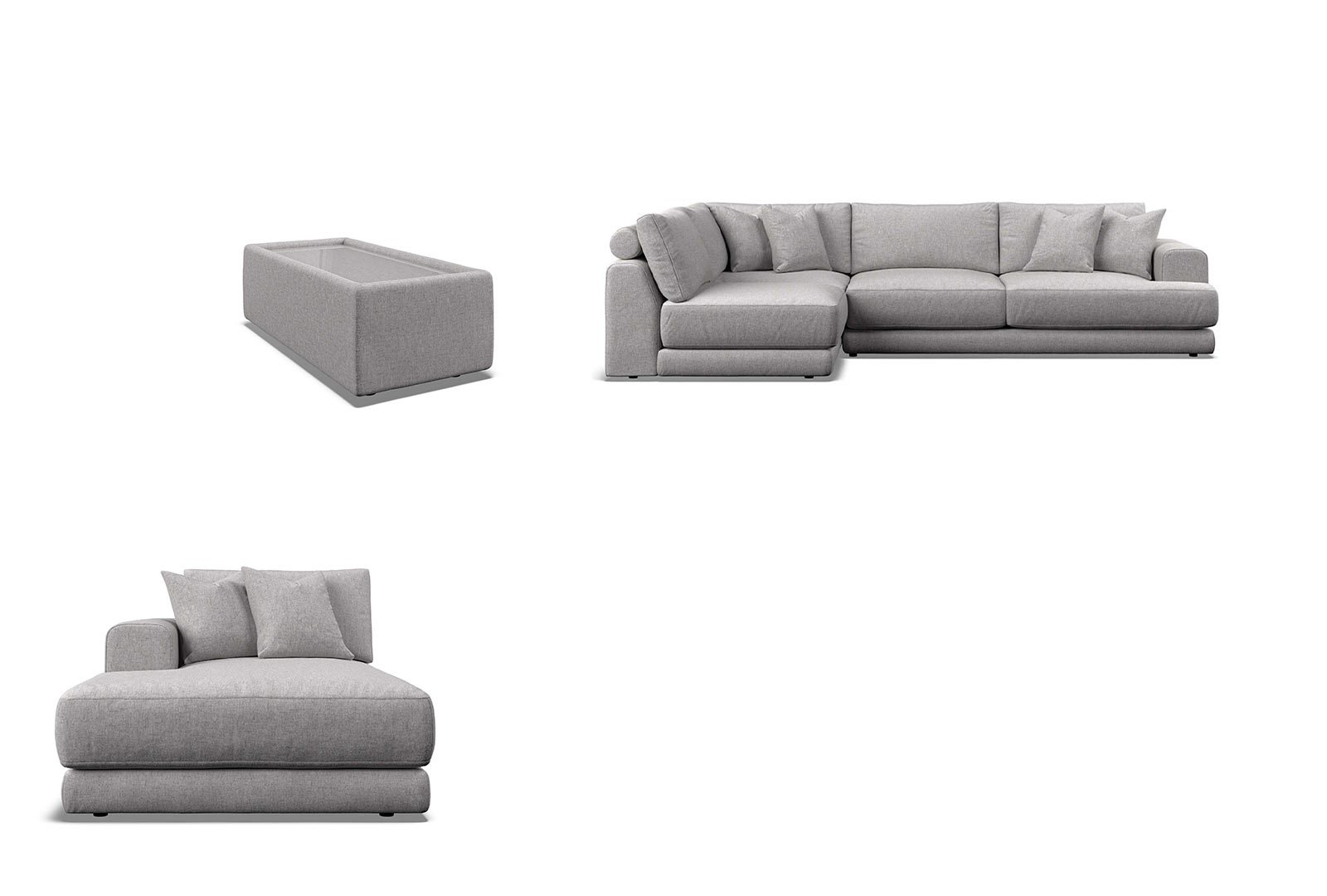 Whitemeadow Newland - Large Chaise Group with Glass Top Side Table