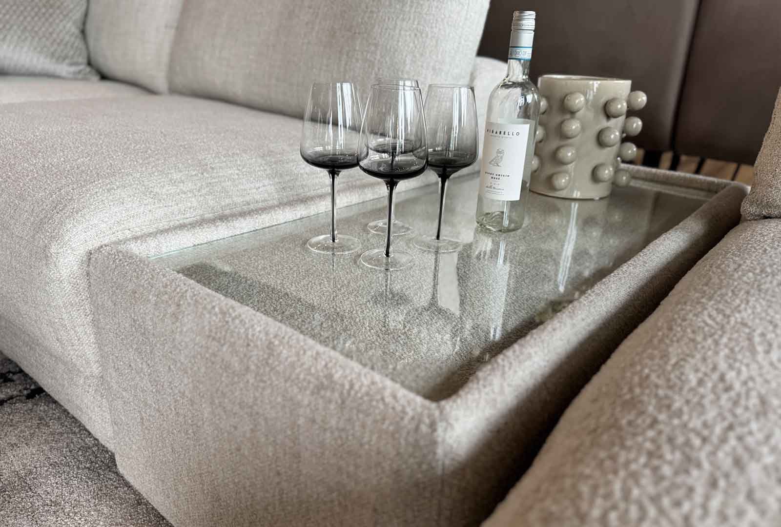 Whitemeadow Newland - Large Chaise Group with Glass Top Side Table