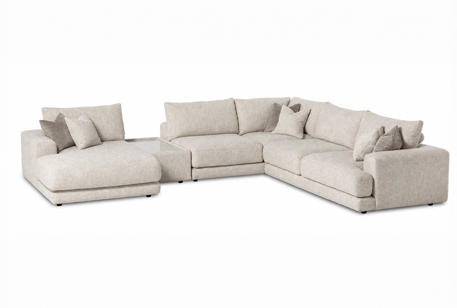 Whitemeadow Newland - Large Chaise Group with Glass Top Side Table