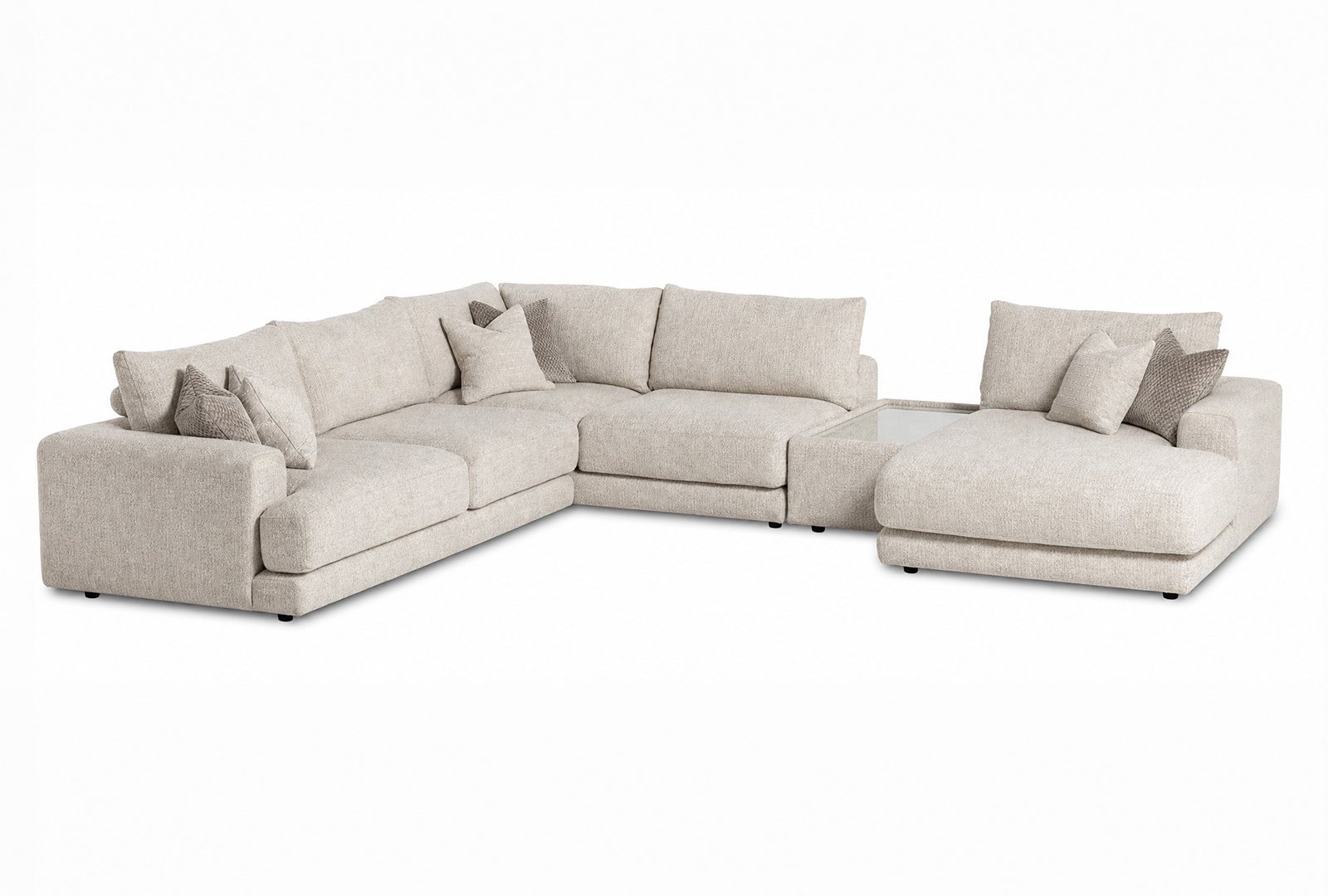 Whitemeadow Newland - Large Chaise Group with Glass Top Side Table