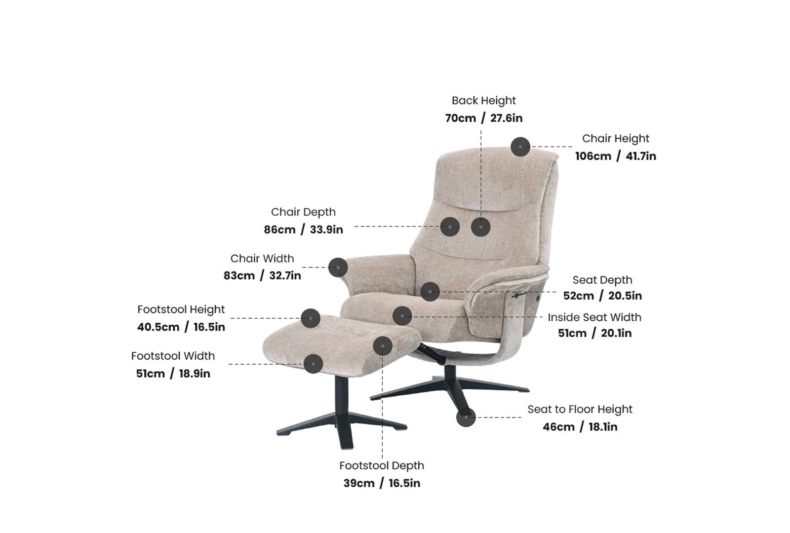 GFA - Global Furniture Alliance Hopkins - Swivel Recliner with Footstool