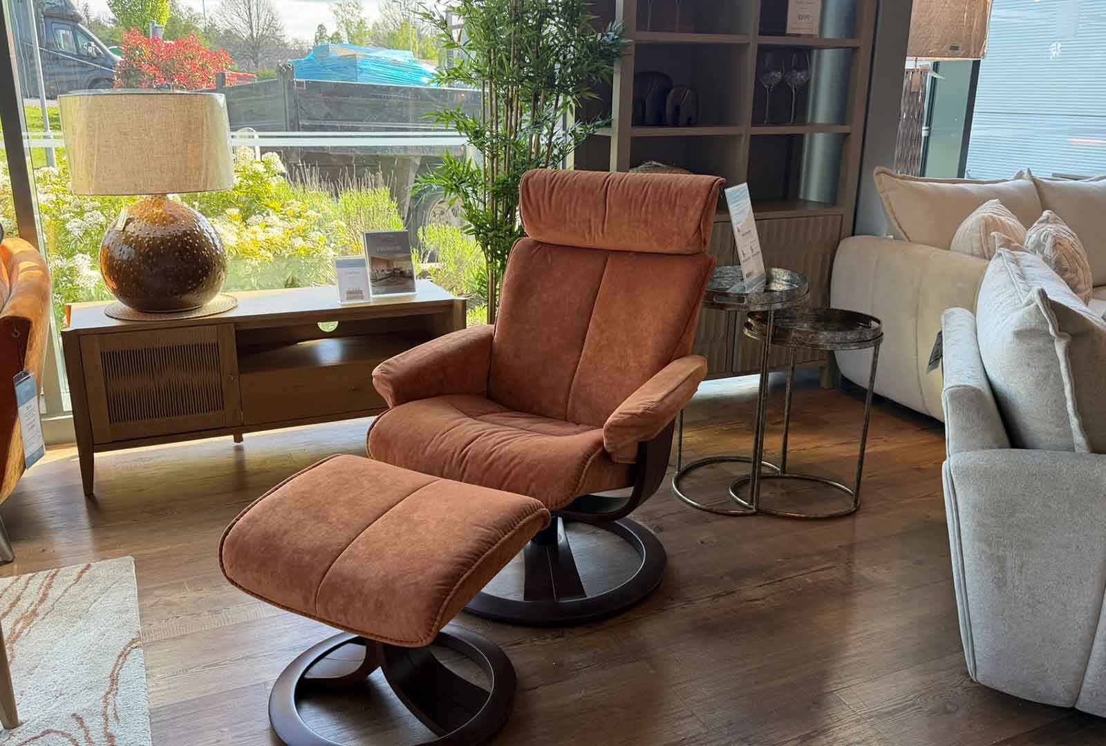 Clearance Watson Swivel Recliner with Foostool