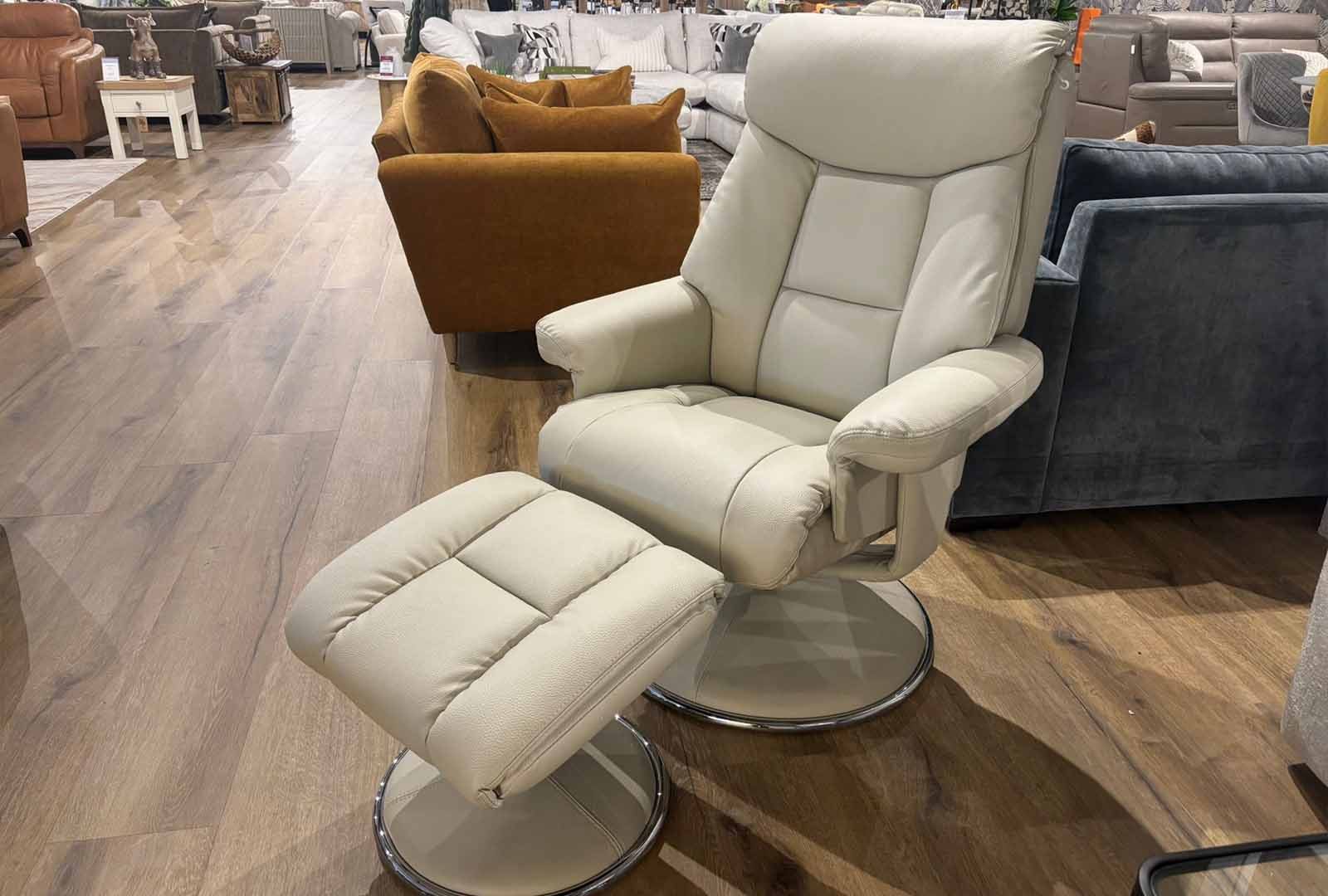 Clearance Biscay Swivel Recliner & Footstool