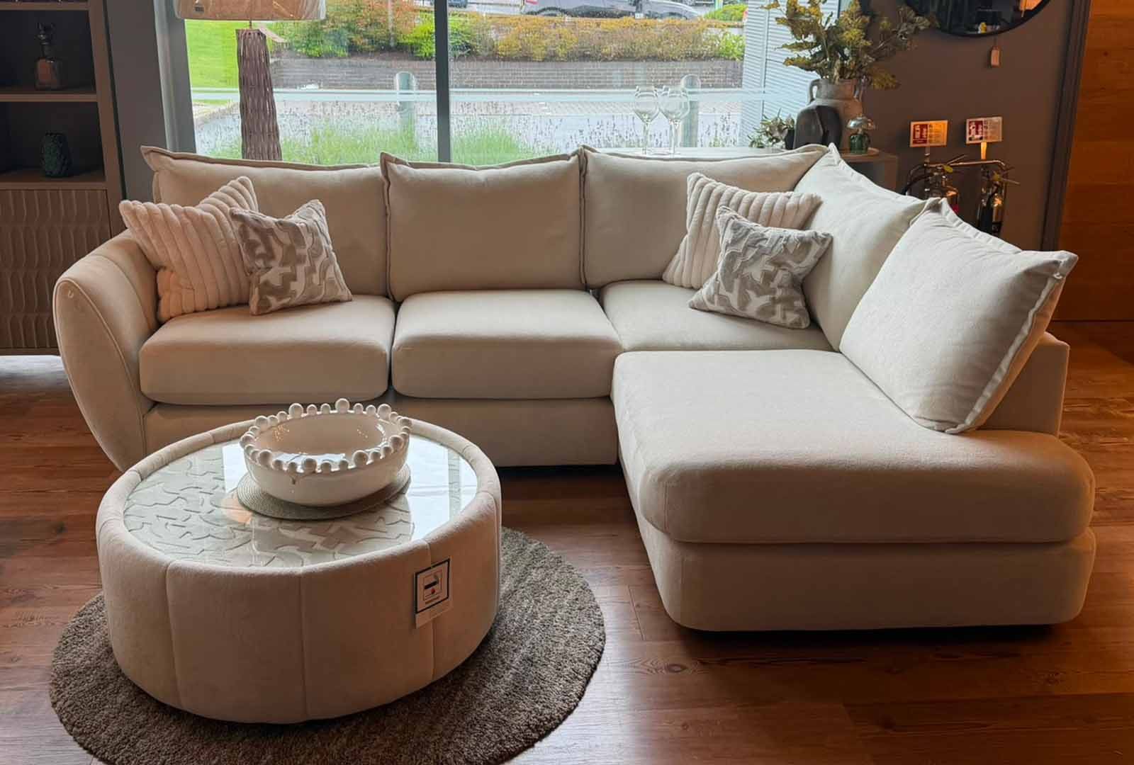 Clearance Coniston Bundle - Corner Group, Swivel Chair, and Glass Top Table