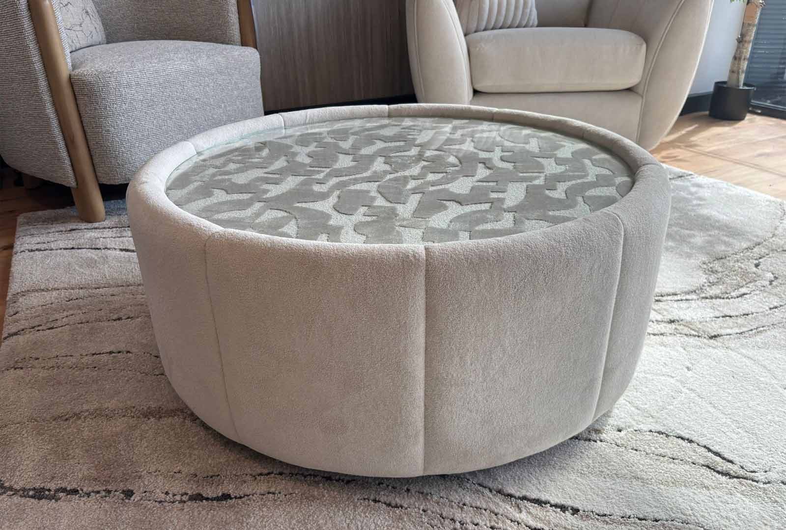 Clearance Coniston Glass Top Round Swivel Table