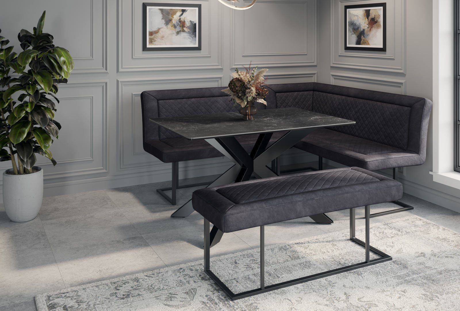 Indus Valley Austin - Black Corner Dining Set