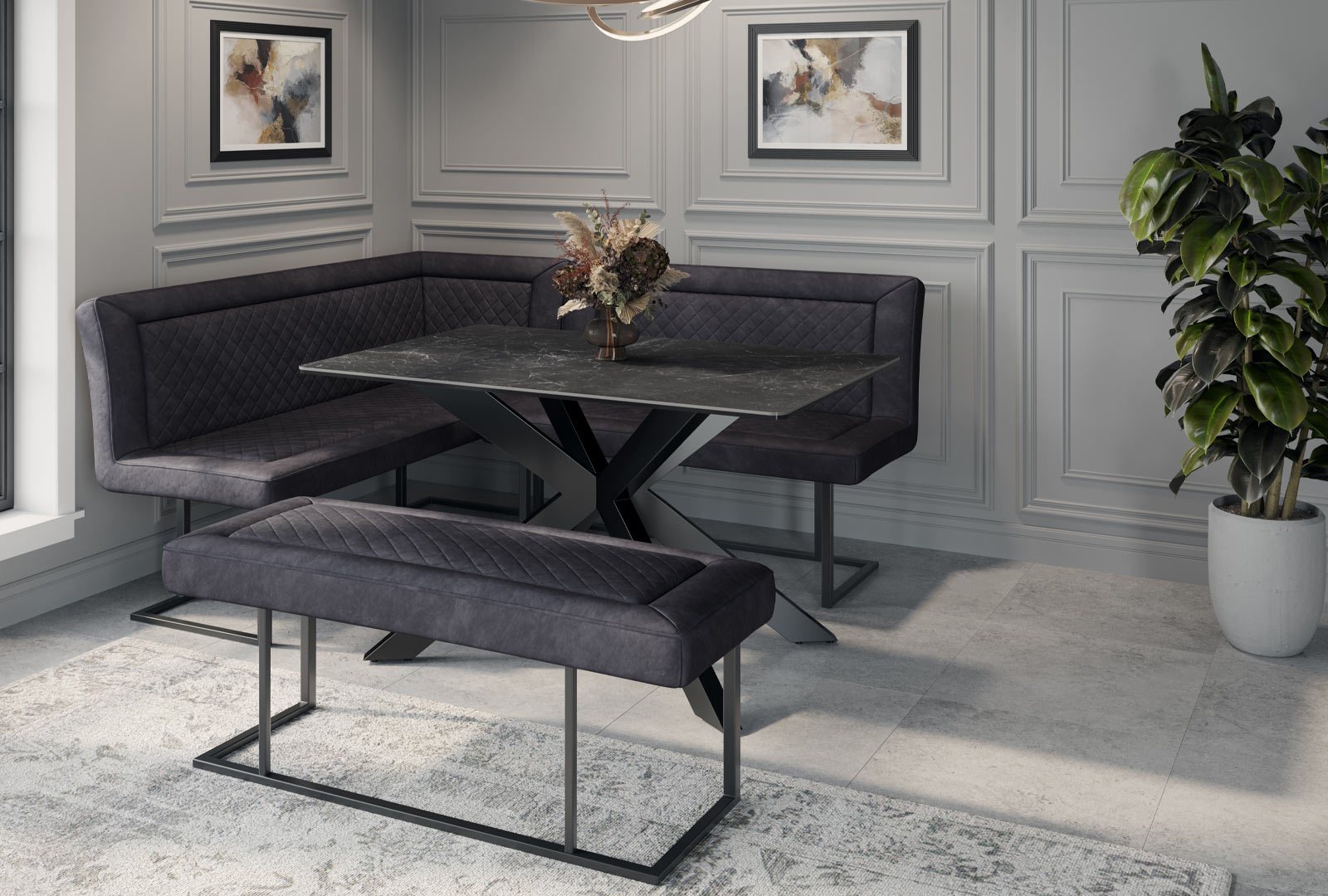 Indus Valley Austin - Black Corner Dining Set