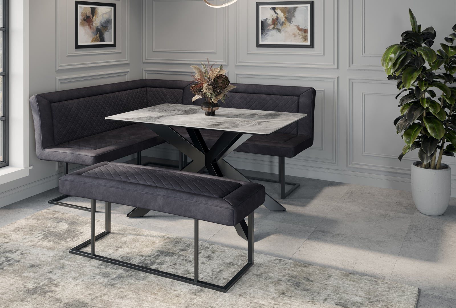 Indus Valley Austin - Grey Corner Dining Set