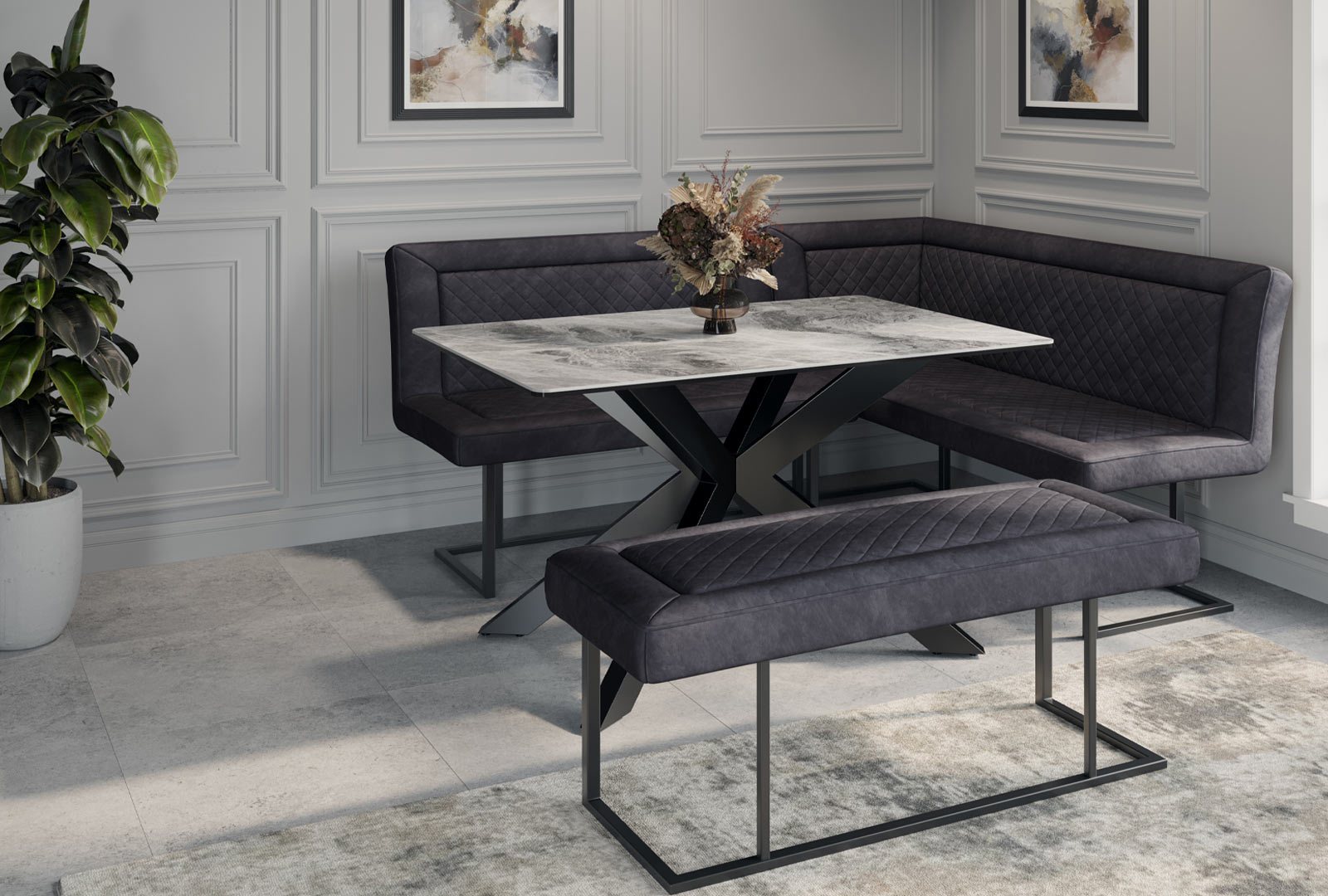 Indus Valley Austin - Grey Corner Dining Set