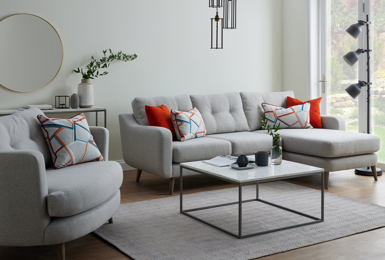 Linton Large Chaise Sofa - Bentley Marl