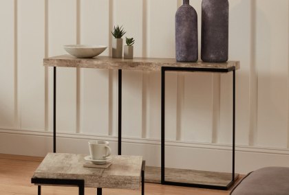 Jaxson Concrete Effect Wood & Black Iron Console Table