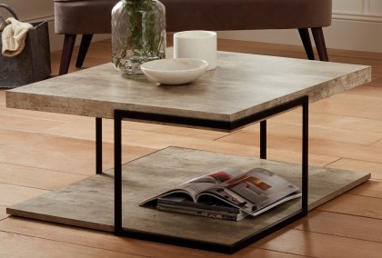 Jaxson Concrete Effect Wood & Black Iron Coffee Table
