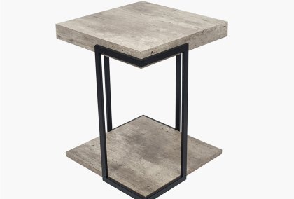 Jaxson Concrete Effect Wood & Black Iron Side Table