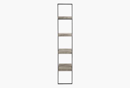 Jaxson Concrete Effect Wood and Black Iron 4 Shelf Unit