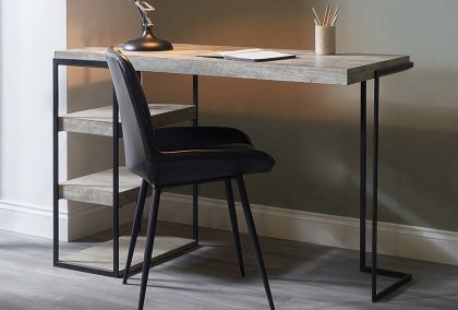 Jaxson Concrete Effect Wood and Black Iron Desk