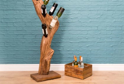 Sylvan Natural Teak Root Freestanding Wine Rack