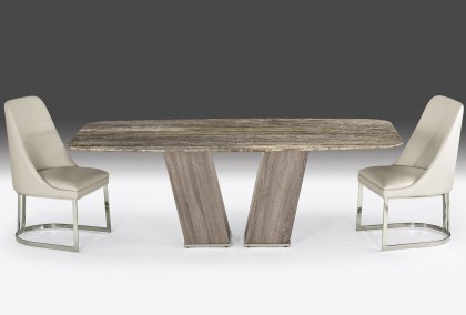 Vidor Dining Table with Slim Round Edge Top