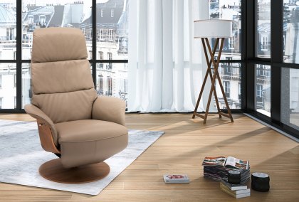 Odense Swivel Chair with Integrated Footstool