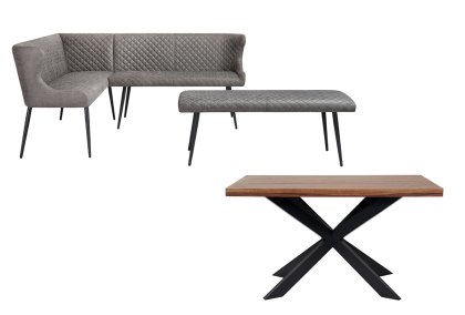 Houghton - Corner Dining Set (Grey Fabric) Houghton - Corner Dining Set (Grey Fabric)