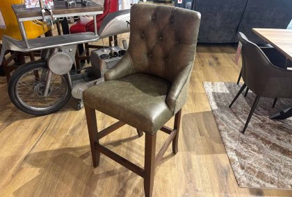 Otto Bar Stool Heritage Woodland Leather & Moss Tweed Otto Bar Stool Heritage Woodland Leather & Moss Tweed