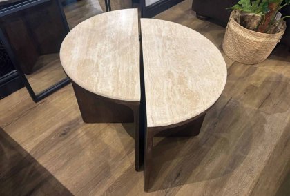 Calgary Half Moon Travertine Tables