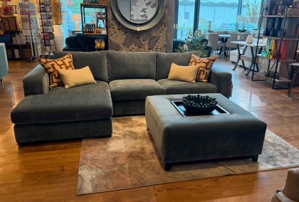 Milbourne Bundle - Compact Chaise Sofa & Square Footstool