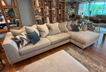 Lucciano Bundle - Large Chaise Sofa & Footstool