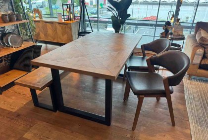 Ingot Bundle - Extending Dining Table, Bench, and Chairs