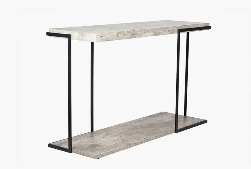 Jaxson Concrete Effect Wood & Black Iron Console Table