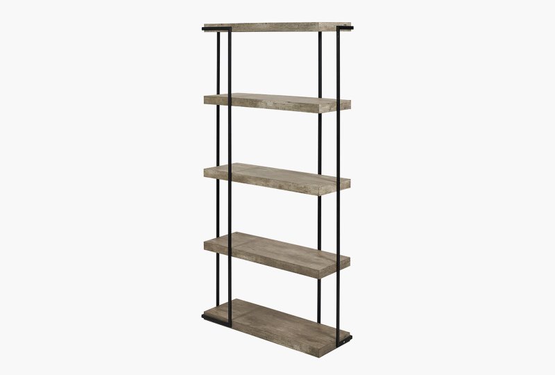 Jaxson Concrete Effect Wood & Black Iron 5 Shelf Unit