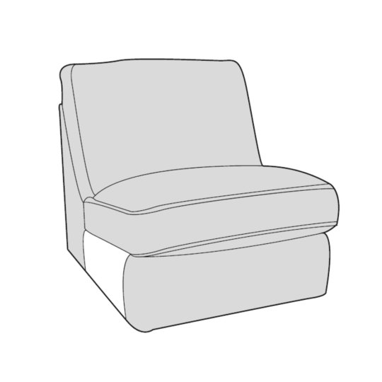 Cleveland Armless Unit Standard Back - Line Art