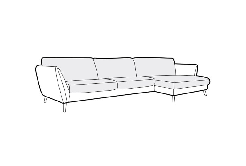 Steffi Large Chaise Sofa - Line Art