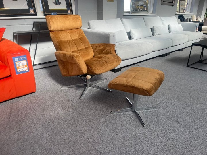 Clearance Reeves Recliner Chair and Stool