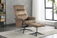 Thornton Swivel Recliner & Stool Main Image - Caramel