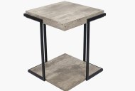 Jaxson Concrete Effect Wood & Black Iron Side Table