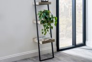 Jaxson Concrete Effect Wood & black Iron Side 4 Shelf Unit Close Up