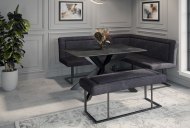 Austin Corner Bench & Dining Table Set RHF - Black