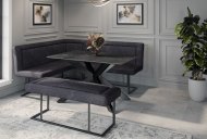 Austin Corner Bench & Dining Table Set LHF - Black