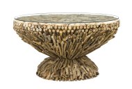 Zatara Round Coffee Table with Glass Top