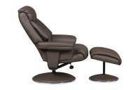 Biscay Swivel Recliner & Footstool Side View - Charcoal